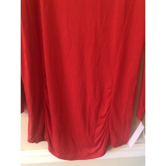 NWT Liz Claiborne Weekend Womens Size XL Red Long Sleeve T-Shirt Ruched - Picture 3 of 6